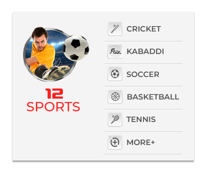 List of sports with a player icon and the inscription