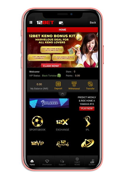 Iphone with 12bet mobile app